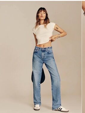 Reformation Val Straight-Leg Jeans in Light Blue